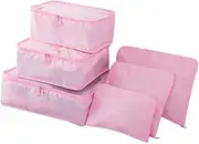 [Generic] xinyee 6pcs/Set Lightweight Luggage Travel Bags Men and Women Packing Cubes Organizer Pouches Fashion Double Zipper Waterproof Polyester Bag Suitcase