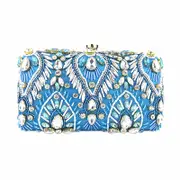 Nevenka Vintage Beaded Clutch Evening Bags Flapper Handbag Clutch for Women-Blue