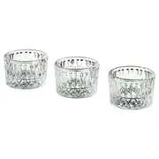 SMÄLLSPIREA tealight holder, clear glass/patterned, 4 cm