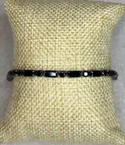 Marlyn Schiff alternating crystal emerald and round cut tennis bracelet size