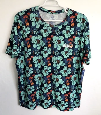 Hurley Surf Co. Mens T-Shirt Tropical Floral Graphic KIRRA Short Sleeve Blue XXL
