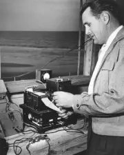 Joe Epton NASCAR's first chief timer scorer staying company 40-som- Old Photo