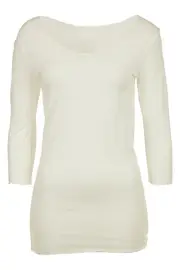Plain Cotton 3/4 Slv Scoop Top--VIG-VC055