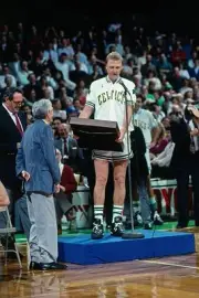 Larry Bird Boston Celtics is presented with an award prior to a ga- Old Photo
