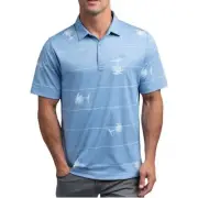 NWT Travis Mathew Collared Shirt Size XXL Blue Palm Tree Print NEW Pima Cotton