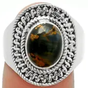 Natural Pietersite - Namibia 925 Sterling Silver Ring s.8.5 Jewelry R-1279
