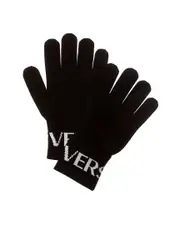 Versace Intarsia Knit Logo Wool-Blend Gloves