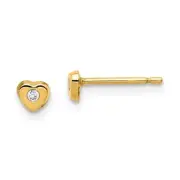 Madi K Kid's Earrings 14k Yellow Gold White Cubic Zirconia Heart Post