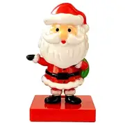 Solar Powered Santa Bobble Head / Holding A Present Bag