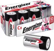 Energizer MAX C Batteries, Premium Alkaline C Cell Batteries (8 Battery Count)