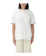 Jil Sander Fringed-Brooch Drop Shoulder T-Shirt M White