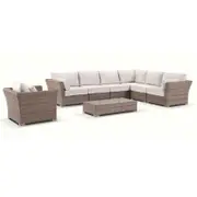 Coco Outdoor Wicker Corner Modular Lounge With Arm Chair And Coffee Table