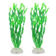 2 Pcs Fish Tank Green Man-made Aquatic Kelp Grass Plant Ornament 12" Height