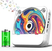 MICOCIOUS Portable CD Player with Bluetooth,CD Player for Home, 2000mAh Rechargeable Music CD Player with HiFi Speakers,Dust Cover,LED Display,FM Radio,Remote Control,Support USB AUX Headphone Jack