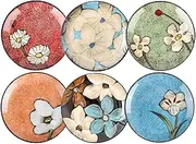 Ceramic Salad Plates Set,8.5 in - Plates Set of 6 - For Steak,Salad, Pasta,Appetizer, Serving etc - Dishwasher, Microwave, and Oven Safe, Scratch Resistant, Smooth Glaze (Multicolor A, 8.5 Inch)