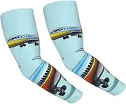 [FHEDVBN] Cartoon Airplane Arm Sleeves Compression Arm Covers for Men Women Outdoor Sun Sleeves Cooling Sports Sleeve, Black