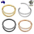 2Pcs Titanium Gem Double Hinged Segment Septum Tragus Nose Ring Sleeper Earrings