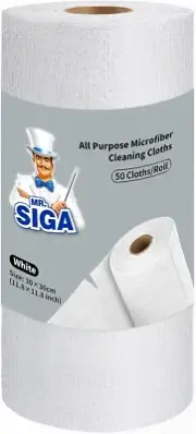 MR.SIGA Microfiber Cloths in Roll, Lint Free Cleaning Wipes, Value Pack Reusable