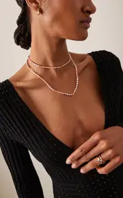 [White/Space] Dario Opera 14K Yellow Gold Pearl Necklace