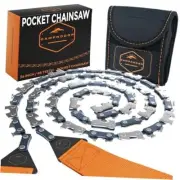 Pocket Chainsaw for Camping - 36 Inch Heavy Duty Steel Hand Orange Handles