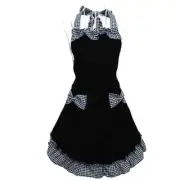 Cute Apron Retro Black Cooking Aprons with Pockets work aprons for women