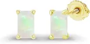 [DECADENCE] 14K Gold Plated 925 Sterling Silver Hypoallergenic 5x3mm Emerald Cut Prong Set Genuine Birthstone Solitaire Screwback Stud Earrings