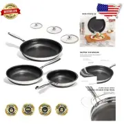 Versatile 3-Piece Frying Pan Set - Oven & Dishwasher Safe with Glass Lids