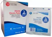 3"X3" Gauze Pads Cotton Latex-Free Sterile-12 ply - 100 Pads/Box (1 Box)MS-42130