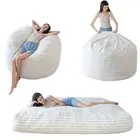 Giant Bean Bag Chair Bed for Adults, Convertible Beanbag Folds Queen Beige