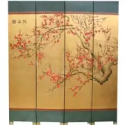 Oriental Screen - Cherry Blossom on Gold Background Room Divider (SN4-BLSN)