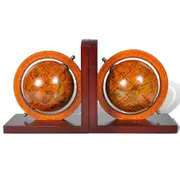 Set Of 2 Bookends Decorative World Map Globe Bookend Bookstand 16.5x17.5x9.5cm