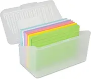 EHME 3x5 Index Card Holder With Ruled Cards 100 Count, Organizer Case, Flashcards Study File Box, Clear Plastic Storage Box, 5 Colors Cards Included