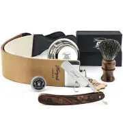 Professional Barber 6 Pieces Straight Razor kit with Leather Strop Shaving Brush