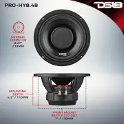 PRO-HY8.4B 8" Hybrid Mid-Range Car Audio Loudspeaker with 1" VC Built-in Comp...