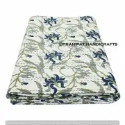 Indien Queen Floral Print Blanket Blue Summer Cotton Home D?cor Kantha Quilt