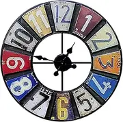 23 Inch Large Round Antique Sticker Garden Clock Open Face Wrought Iron Waterproof Outdoor Clock Indoor Outdoor Decoration Mute Quartz Wall Clock Outside Clock