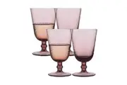 4pc Ecology Aveline Glass Wine Drinking Barware Tulip Goblets Set Plum 280ml
