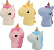Yardwe 5pcs Realistic Unicorn Finger Puppet Set Rubber Animal Models for Imaginative Play for Parties and Storytelling Activities