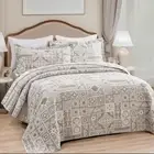 3 Piece Brown Patchwork Bedspread Sets King Size
