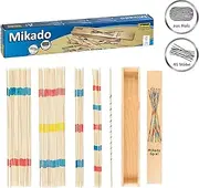 Idena Mikado 6060012 Strategy Game with Practical Wooden Box, Bamboo Material, 41 Sticks, Approx. 25 cm Long, Popular Classic Game for Garden, Home and Travel