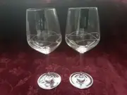 Cynthia Rowley New York Wine Stems - Set/2 - Waves & Dots - NEW
