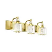 Ralbay Crystal Vanity Light 3 Light Gold Crystal Bathroom Vanity Lights Fixtu...