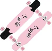 Sports Longboard Skateboard, 41" 9 Layers of Maple Wood Four-Wheeled Double-tilt Two-Sided Lady Sister Pattern Mid-Dance Board Suitable for Beginners Adults