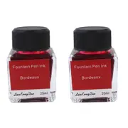 2 x Quality Bordeaux 25ml Calligraphy / Fountain Pen Ink in Glass Bottle Set
