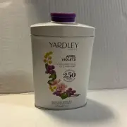 Yardley London April Violets Perfumed Talc 200g/7oz Dented Tin NEW HTF