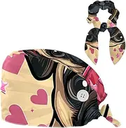 [YTYVAGT] Scrub Caps Women,Scrub Hats Suitable for Women,Cartoon Pug Dog Girl