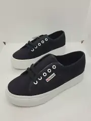 NEW Superga 2790 Linea Up And Down Platform Sneaker - Black/White Size 5