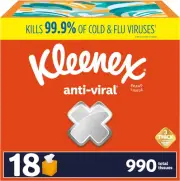 Kleenex Anti-Viral Facial Tissues, Classroom or Office Tissue, 18 Cube Boxes, 55