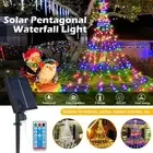 Solar Waterfall String Lights Party RGB Remote LED Strip Lights Christmas Tree