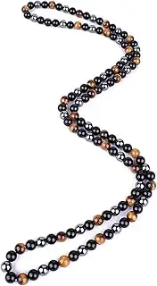 [ZAULER] Stylish 8MM Natural Tiger Eye Lava Stone Choker - Handmade Genuine Gemstone Necklace for Men's Anxiety Relief